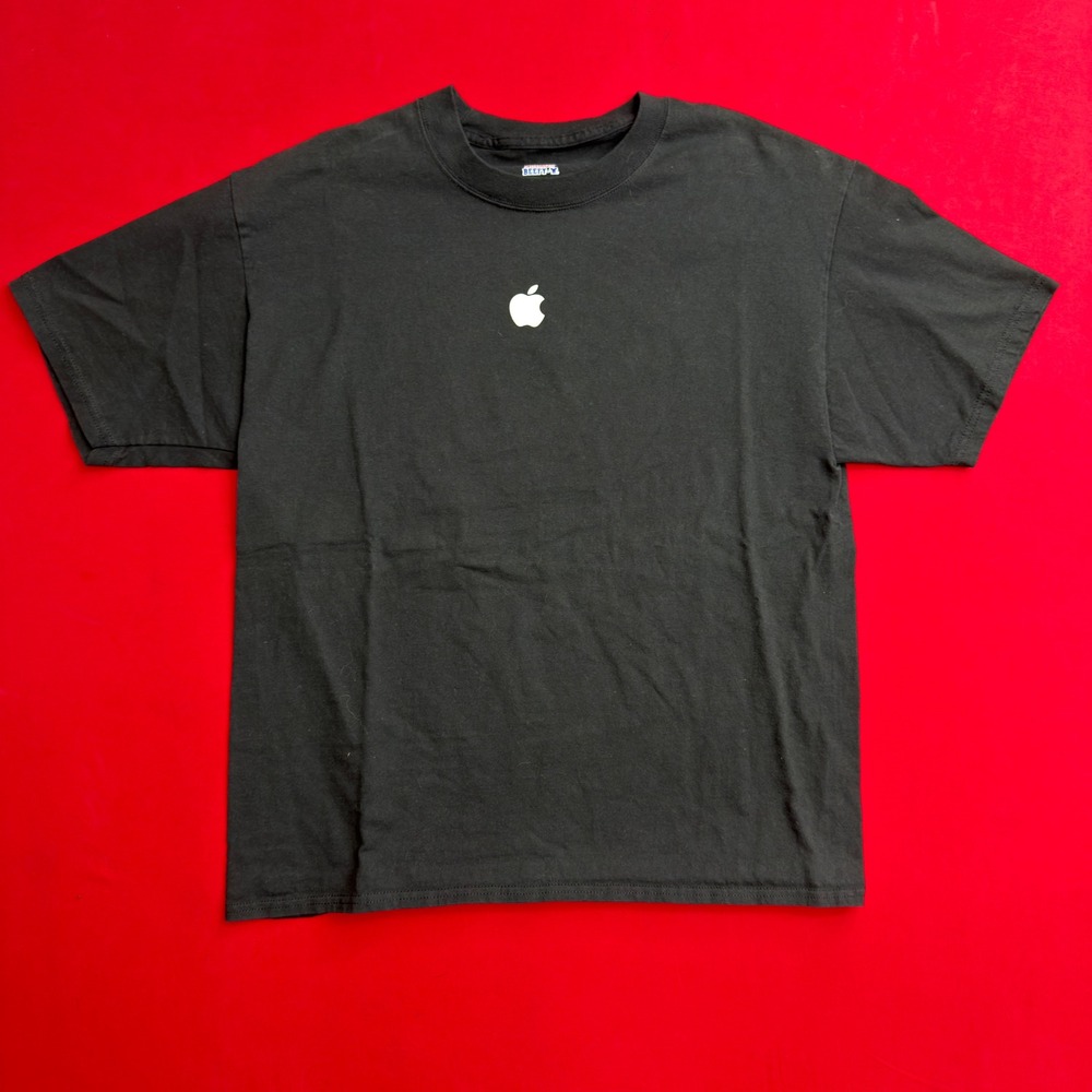 Apple Employee Promo T-Shirt Hanes Beefy-T Black Mens LARGE Logo Tech Tee PC MAC